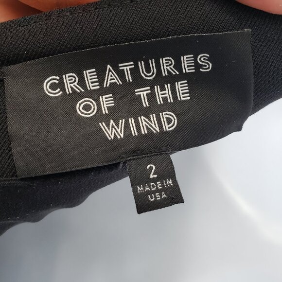 Creatures of the Wind Midi Dress 2 Applique Floral Lace 100% Wool A Line Black - Picture 6 of 7